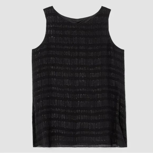 NWT Eileen Fisher Sheer Silk Glimmer Ballet Neck Tank